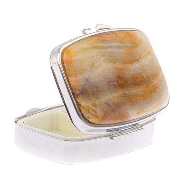 Таблетница на 2 отделения камень шайтанский переливт цвет серебро 125305