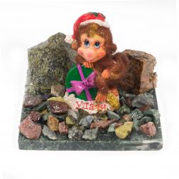 Сувенир &amp;quot;Обезьянка с подарком №4&amp;quot; змеевик