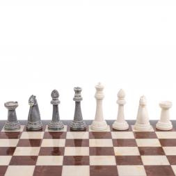 Шахматы &amp;quot;Стаунтон&amp;quot; из мрамолита 44х44 см лемезит / мрамор