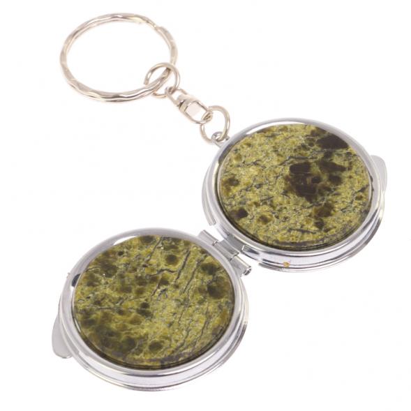 Складное зеркало брелок из змеевика круглое 126533