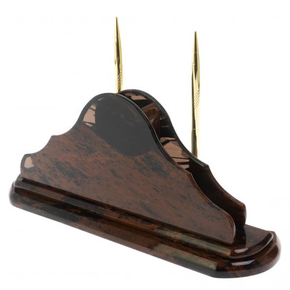 Настольный набор &amp;quot;Волна&amp;quot; из коричневого обсидиана 128702