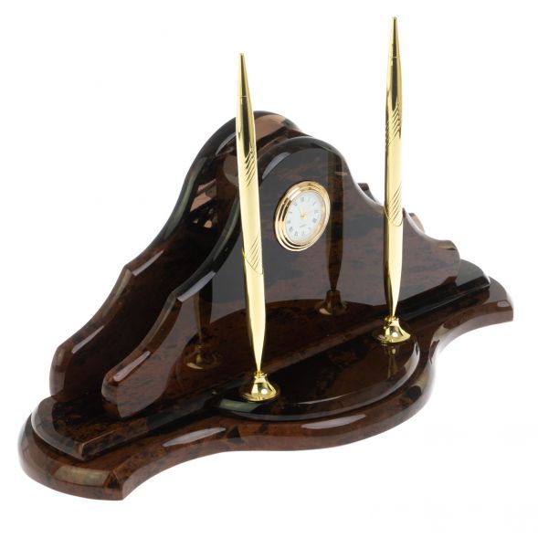 Настольный набор &amp;quot;Волна&amp;quot; из коричневого обсидиана 128702