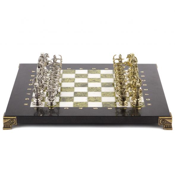 Настольные шахматы &amp;quot;Римские лучники&amp;quot; 28х28 см камень мрамор змеевик 120739