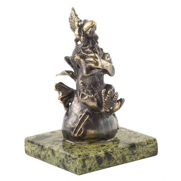 Статуэтка &amp;quot;Петух на мешке с деньгами&amp;quot; из бронзы и змеевика 120846