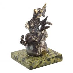 Статуэтка &amp;quot;Петух на мешке с деньгами&amp;quot; из бронзы и змеевика