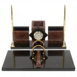 Письменный прибор &amp;quot;Менеджер&amp;quot; с часами камень лемезит