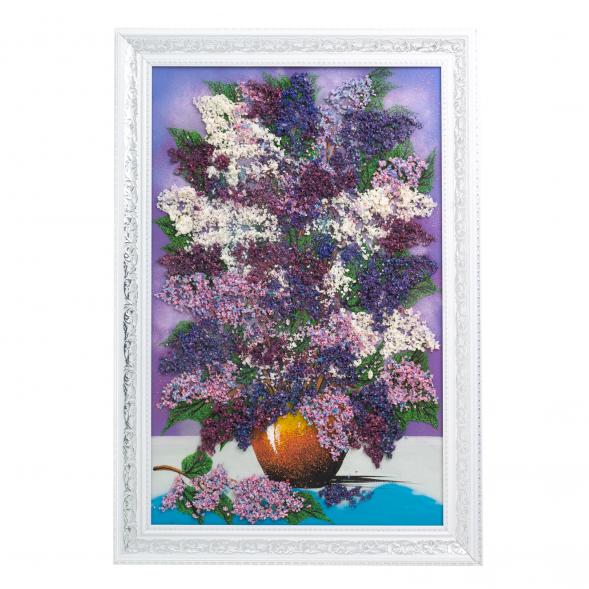 Картина из каменной крошки &amp;quot;Букет сирени&amp;quot; багет 49х69 см сиреневый фон 122551