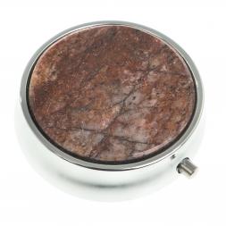 Таблетница на 3 отсека камень авантюрин цвет серебро