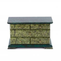 Ларец "Комод" 5 ящиков змеевик 21x12x16 см