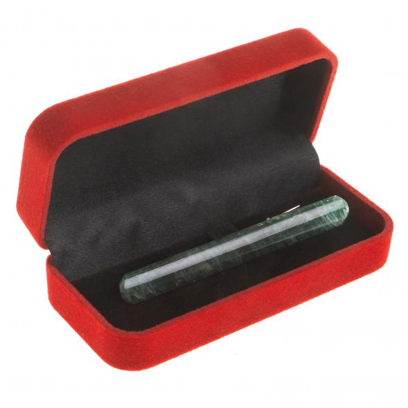 Зажим для галстука с камнем зеленый апатит 123829