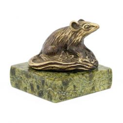 Статуэтка &amp;quot;Крыса на полене&amp;quot; бронза змеевик