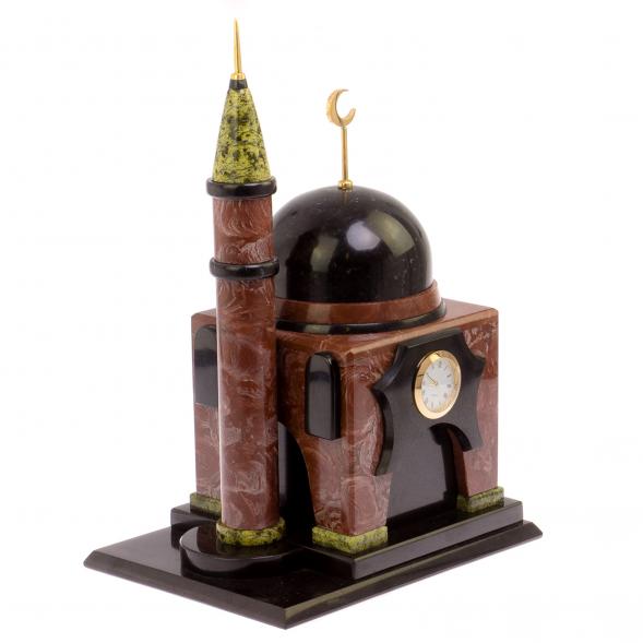 Часы &amp;quot;Мечеть&amp;quot; средняя лемезит, змеевик 125157