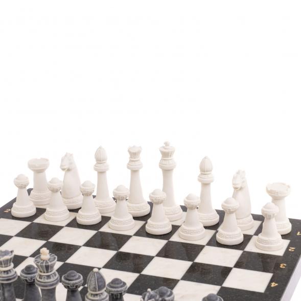 Шахматы &amp;quot;Стаунтон&amp;quot; из мрамолита 40х40 см белый мрамор / змеевик 126451