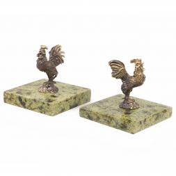 Статуэтка из бронзы и змеевика &amp;quot;Петушок средний&amp;quot;