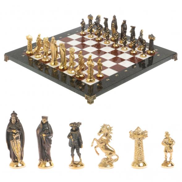 Шахматы &amp;quot;Средневековье&amp;quot; из мрамора и лемезита фигуры бронза 40х40 см 126909
