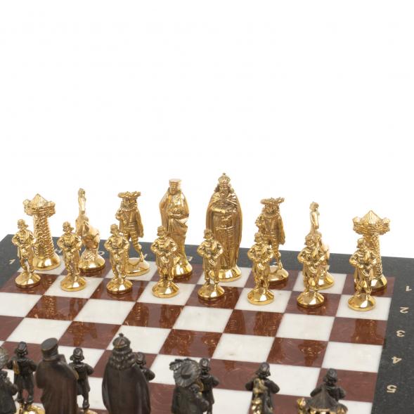 Шахматы &amp;quot;Средневековье&amp;quot; из мрамора и лемезита фигуры бронза 40х40 см 126909
