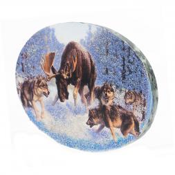 Панно из камня на подставке &amp;quot;Охота на лося&amp;quot; 19х3,5х13 см