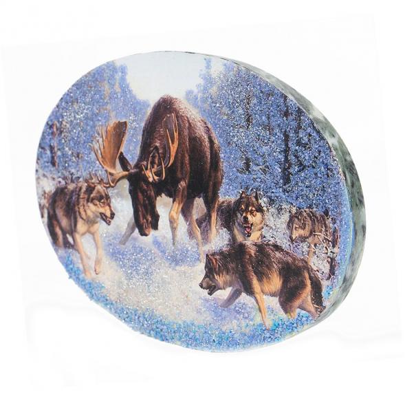 Панно из камня на подставке &amp;quot;Охота на лося&amp;quot; 19х3,5х13 см 117985