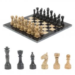 Каменные шахматы &amp;quot;Дебют&amp;quot;  доска 30х30 см мрамор ракушечник