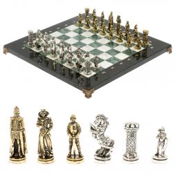 Шахматы подарочные &amp;quot;Рыцари&amp;quot; доска 36х36 мрамор змеевик