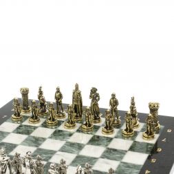Шахматы подарочные &amp;quot;Рыцари&amp;quot; доска 36х36 мрамор змеевик