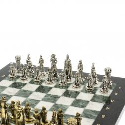 Шахматы подарочные &amp;quot;Рыцари&amp;quot; доска 36х36 мрамор змеевик
