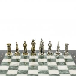 Шахматы подарочные &amp;quot;Рыцари&amp;quot; доска 36х36 мрамор змеевик
