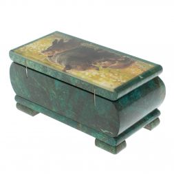 Шкатулка &amp;quot;Мишки&amp;quot;&amp;quot; из змеевика 16х8х7,5 см