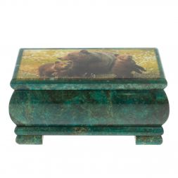 Шкатулка &amp;quot;Мишки&amp;quot;&amp;quot; из змеевика 16х8х7,5 см