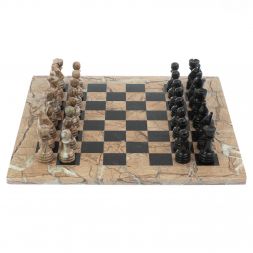Шахматы из камня "Виктория" доска 38х38 см оникс мрамор
