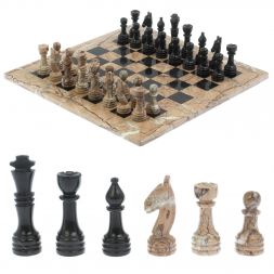 Шахматы из камня "Виктория" доска 38х38 см оникс мрамор