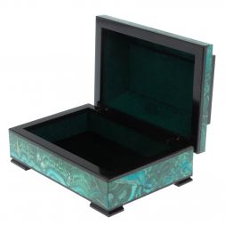 Ларец из малахита с хризоколлой &amp;quot;Желание&amp;quot; 13х9х6,5 см