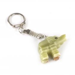 Брелок для ключей "Слон" из натурального камня оникс