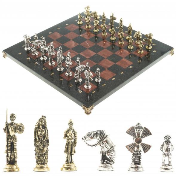 Шахматы &amp;quot;Дон Кихот&amp;quot; доска 36х36 см камень лемезит змеевик 122654