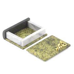 Шкатулка в виде книги &amp;quot;Книжка&amp;quot; камень змеевик малая 9,5x8x3 см