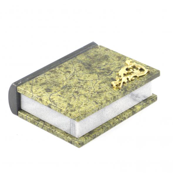 Шкатулка в виде книги &amp;quot;Книжка&amp;quot; камень змеевик малая 9,5x8x3 см 112089