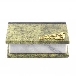 Шкатулка в виде книги &amp;quot;Книжка&amp;quot; камень змеевик малая 9,5x8x3 см