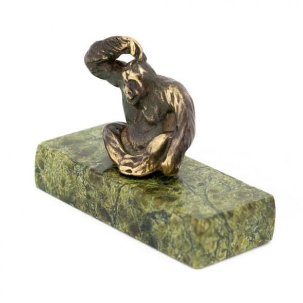 Статуэтка &amp;quot;Думающая обезьяна&amp;quot; бронза змеевик 116171