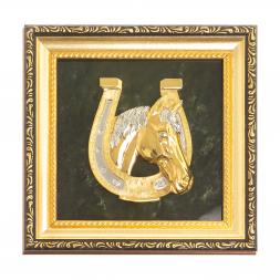 Панно &amp;quot;Подкова с лошадью&amp;quot; из нефрита