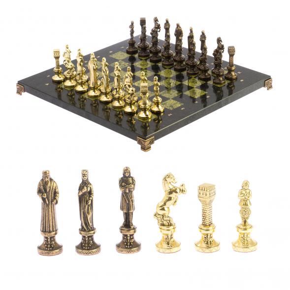 Шахматы &amp;quot;Ренессанс&amp;quot; доска 36х36 см змеевик фигуры цвет бронза-золото 124879