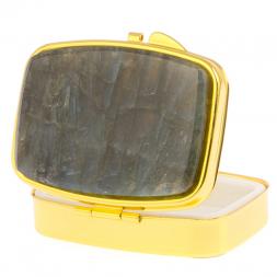Таблетница на 2 отделения камень лабрадор цвет золото