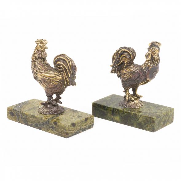 Статуэтка &amp;quot;Курочка с повернутой головой&amp;quot; бронза змеевик 117301