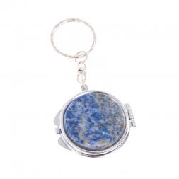 Складное зеркало брелок из афганского лазурита круглое