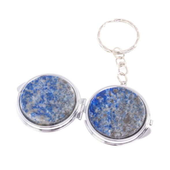 Складное зеркало брелок из афганского лазурита круглое 126611