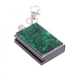 Брелок огниво "Вечная спичка" с накладкой из камня малахит 2,8х1,3х5 см