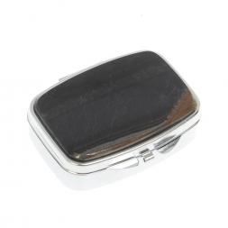 Таблетница на 2 отделения камень соколиный глаз цвет серебро