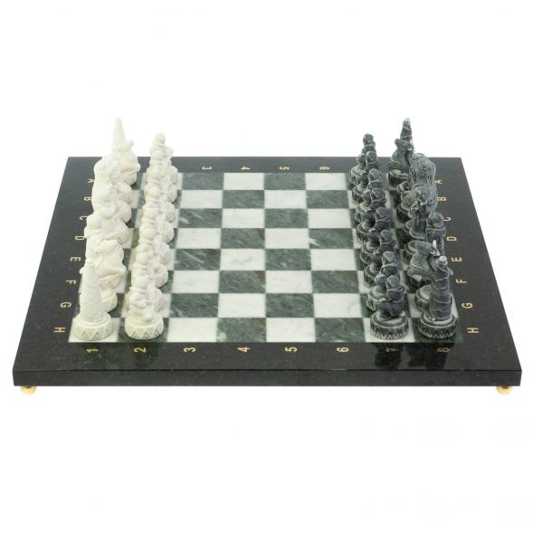 Шахматы &amp;quot;Северные народы&amp;quot; доска 40х40 см шабровский змеевик мрамор 128087