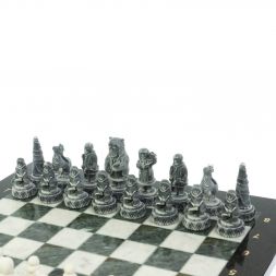 Шахматы &amp;quot;Северные народы&amp;quot; доска 40х40 см шабровский змеевик мрамор