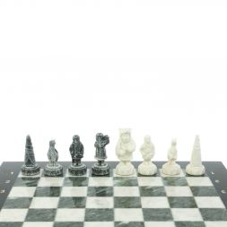 Шахматы &amp;quot;Северные народы&amp;quot; доска 40х40 см шабровский змеевик мрамор