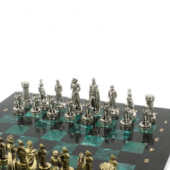 Шахматы &amp;quot;Рыцари&amp;quot; доска 36х36 шабровский змеевик 128163